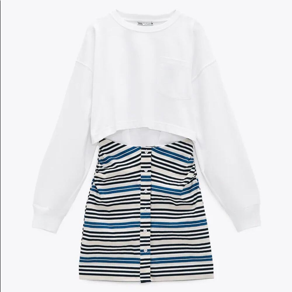 Zara CONTRAST DRESS WITH CUT-OUT DETAIL - Picture 7 of 15